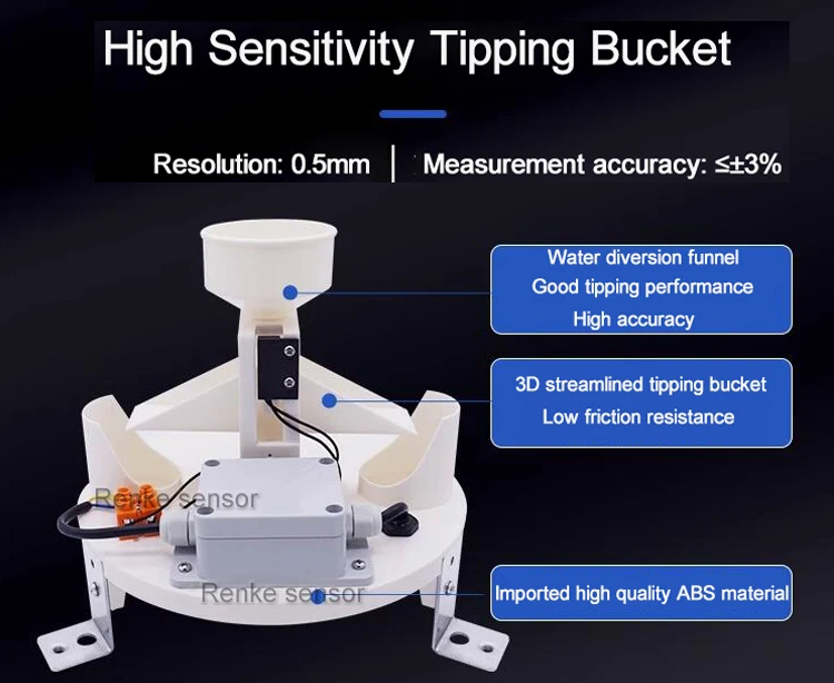 Semi-stainless Steel Rainfall Sensor Meteorological Hydrological Monitoring Digital Rain Gauge Tipping Bucket