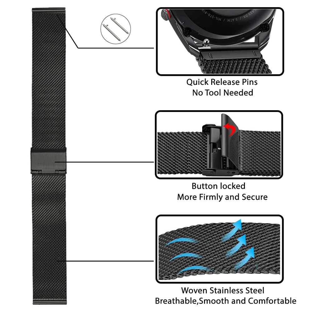 22mm Watchband For Zeblaze Stratos 4 Metal Bracelet For Zeblaze Btalk 3 Plus Wristband For Zeblaze GTR 3 Pro Strap Correas reloj