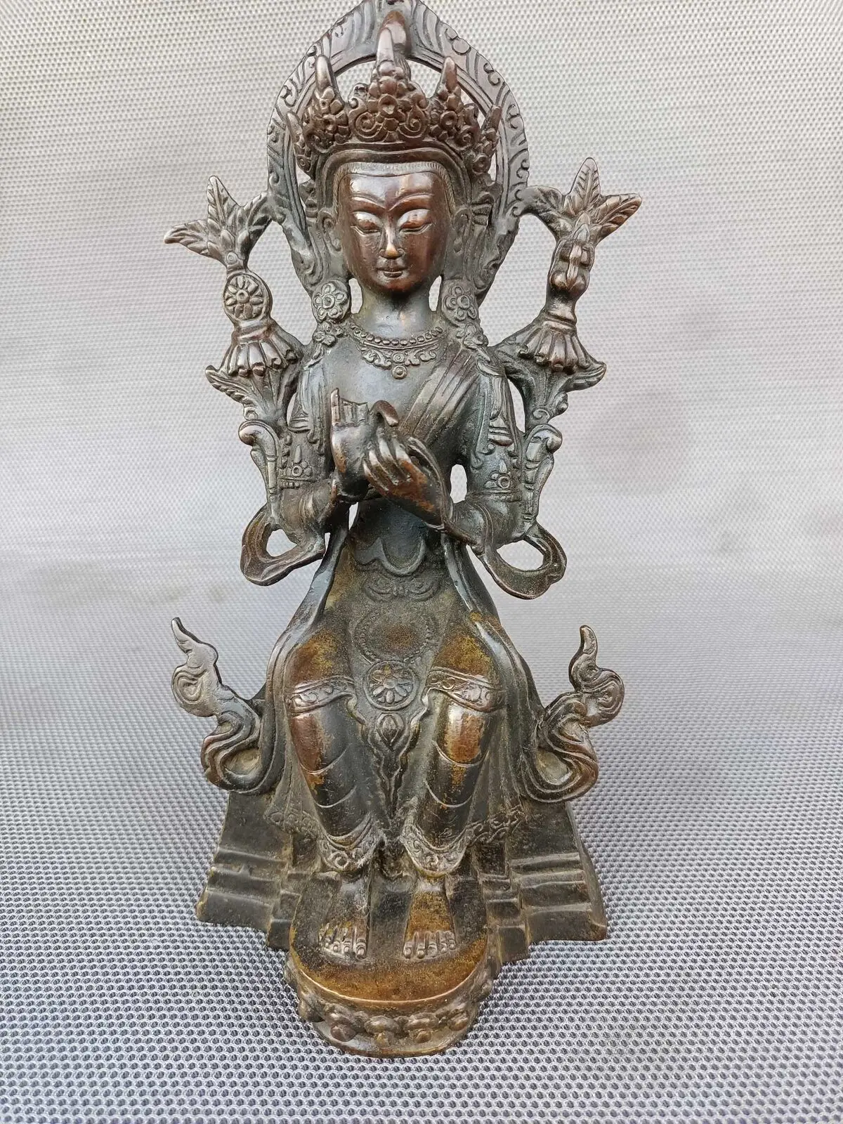 Home Worship Religious Bronze Topaz Tibetan Buddha Statue Ornaments