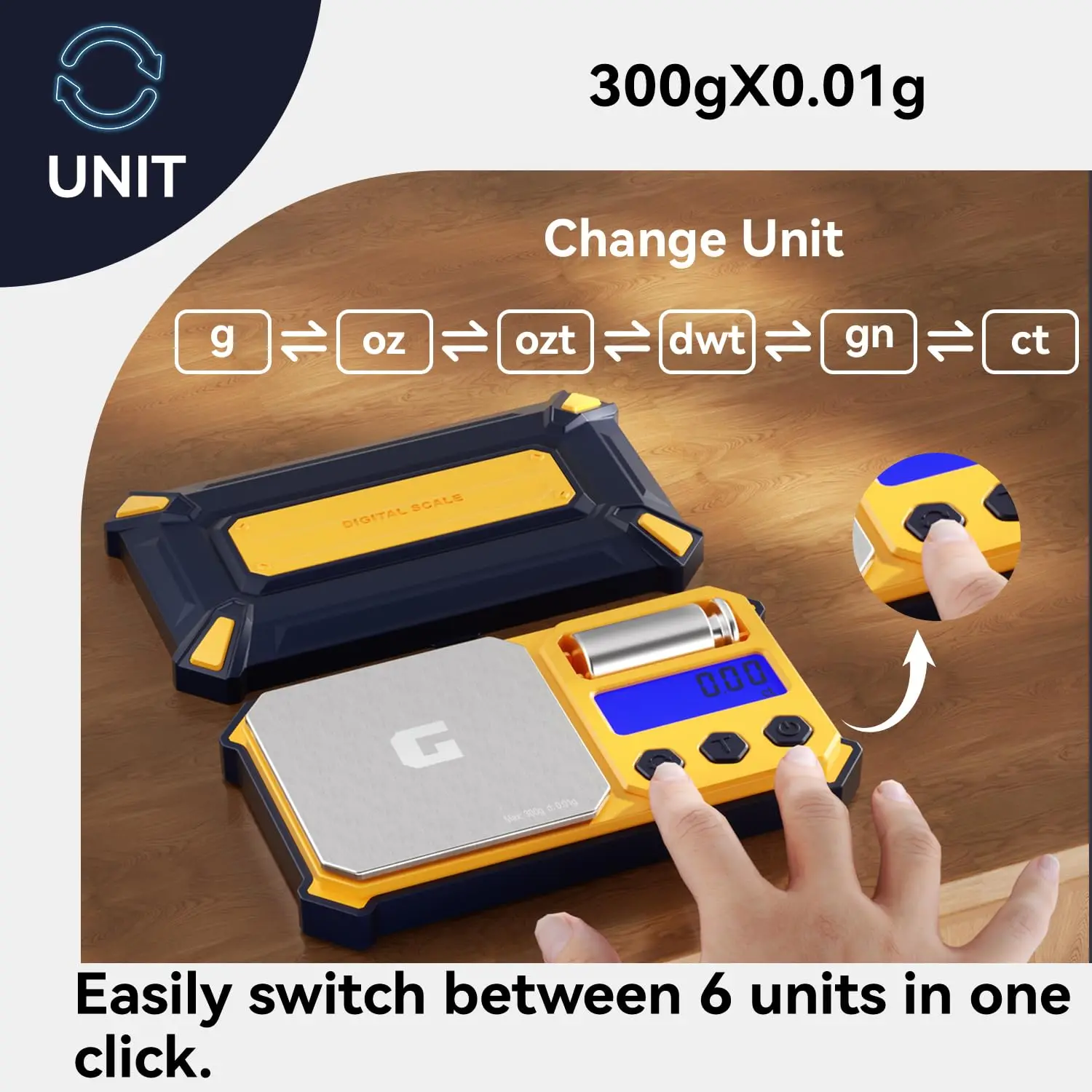 Imagem -02 - Escala Digital de Bolso Grama Preciso 300 g x 0.01g Pequenos Pesos Digitais Portáteis de Alta Precisão para Jóias Diamantes e Pós