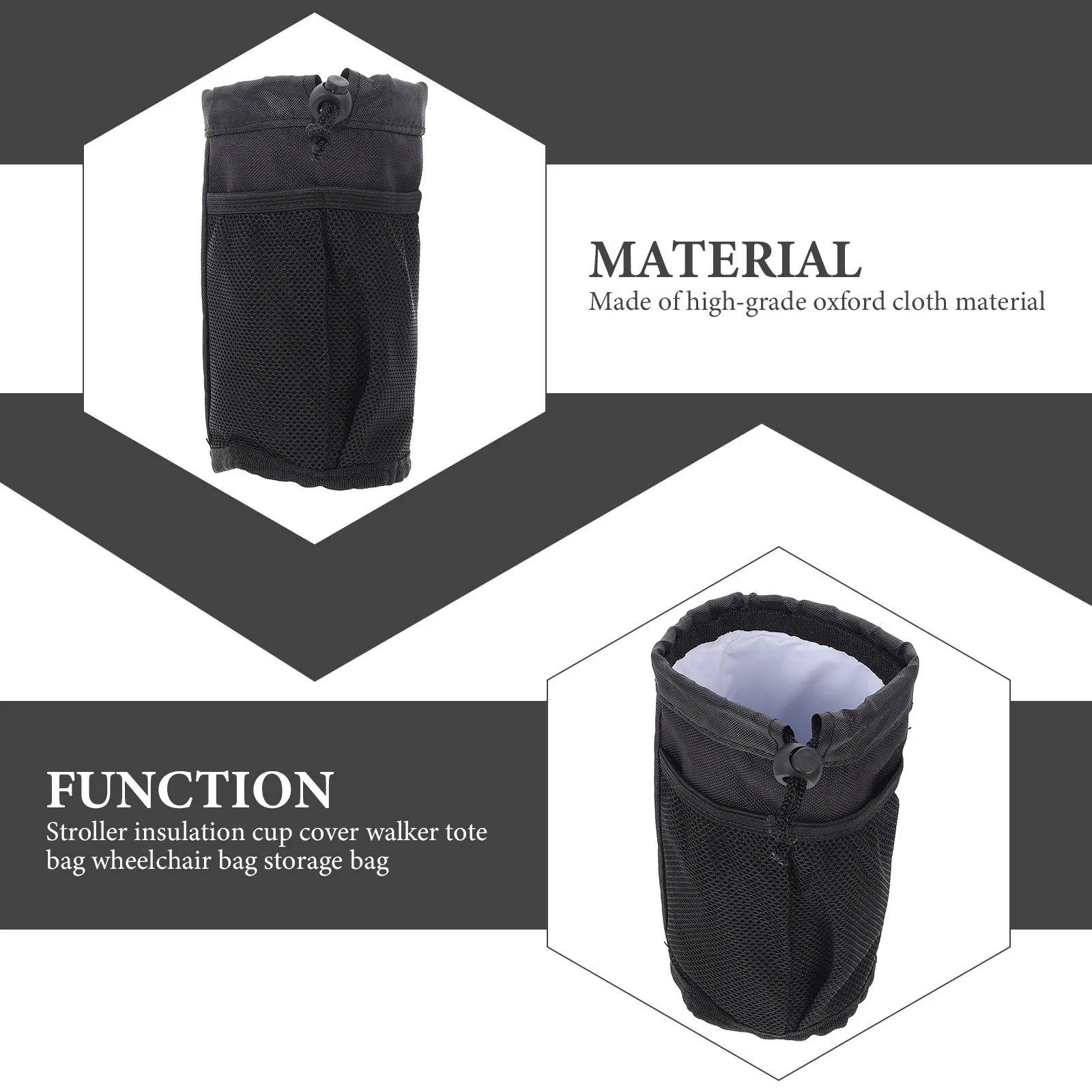 Stroller Bottle Holder Oxford Cloth Insulated Pouch Stroller Wheelchair Bike Roll Bar Cup Holder Water Bottle Storage view 3