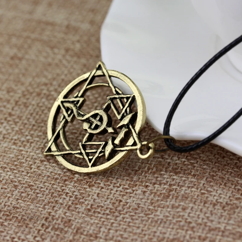 Anime Fullmetal Alchemist Metal Pendant Necklace Edward Alchemist Logo Necklace Cosplay Props Backpack Jewelry Accessories