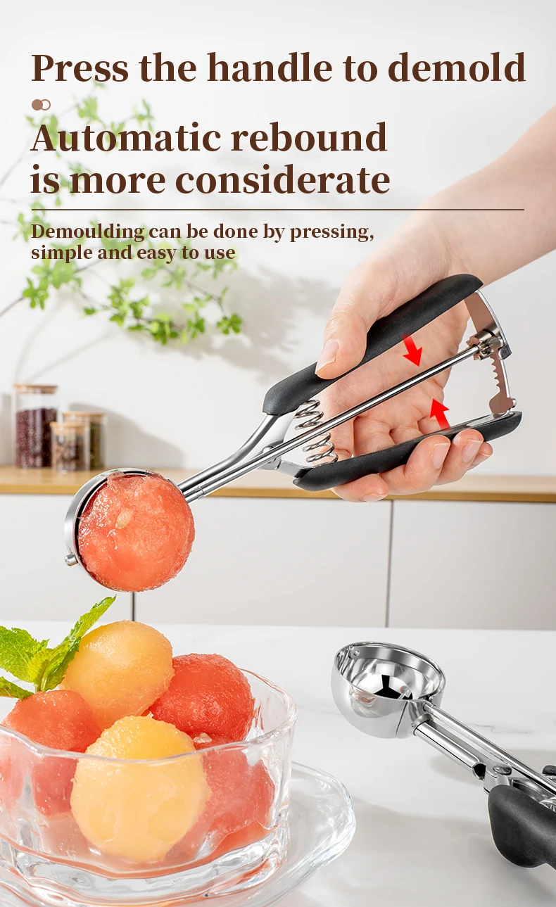 Edelstahl Eis Scoop Cookie Scoop Mehrzweck Eis Löffel Obst Scooper Melone Ball Teig Backen Küche Werkzeuge – Detail 3