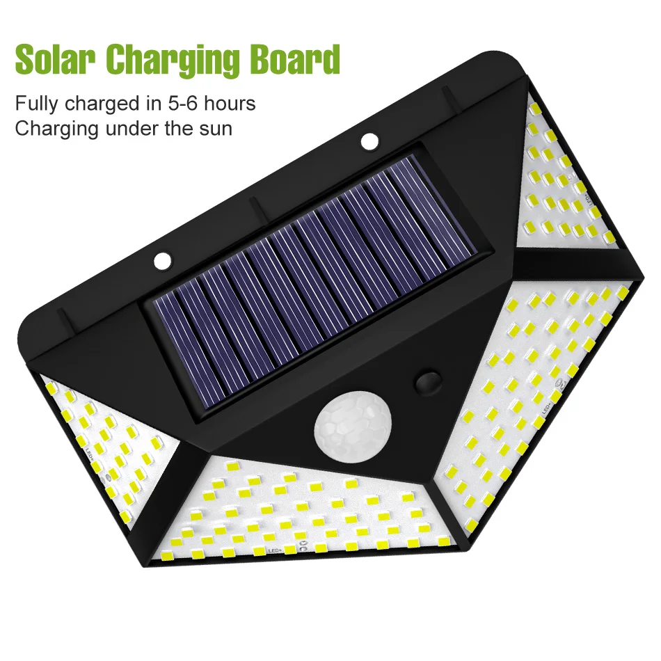 Outdoor Solar Wall Light PIR Motion Sensor IP65 Waterproof Wireless Security Lamp Exterior Floodlight for Garden Yard Pathway