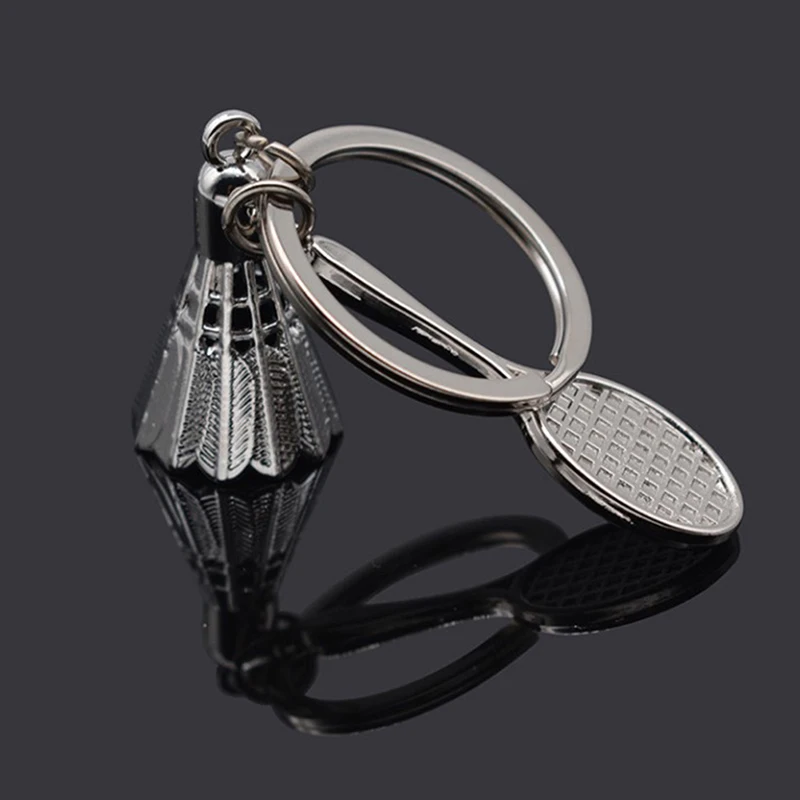 New Mode Style Creative gifts accessories Badminton and racket key chain shuttlecock keychain key ring For Birthday Gifts