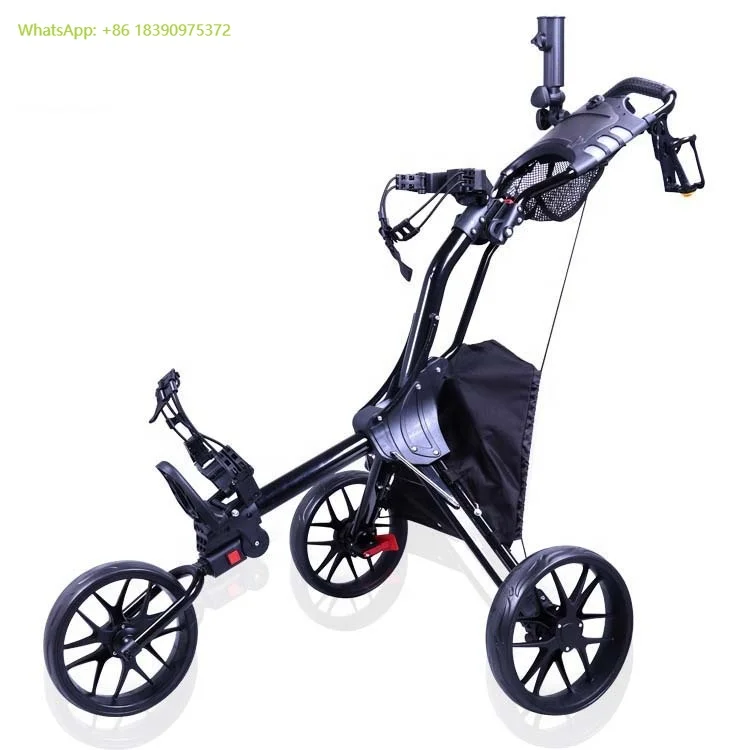 

High Quality 3 Wheels Easily Fold Golf Push Pull Cart Aluminum Frame Folding Golf Push Trolley Golf Trolley