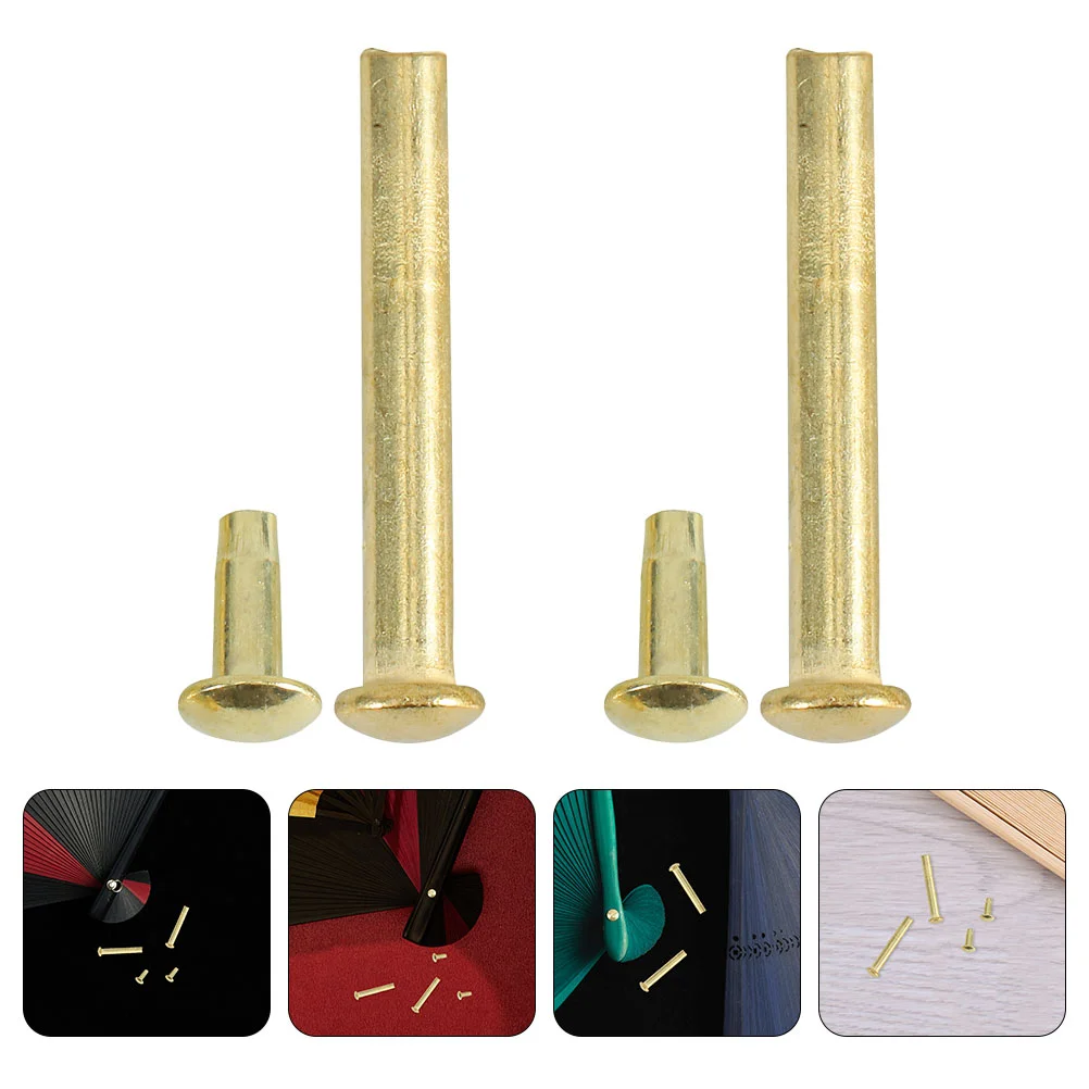 12 Sets Nails Fans Handheld Shaft Rivet Nut Replacement Hardware Round Cap Repair Zinc Alloy Connector