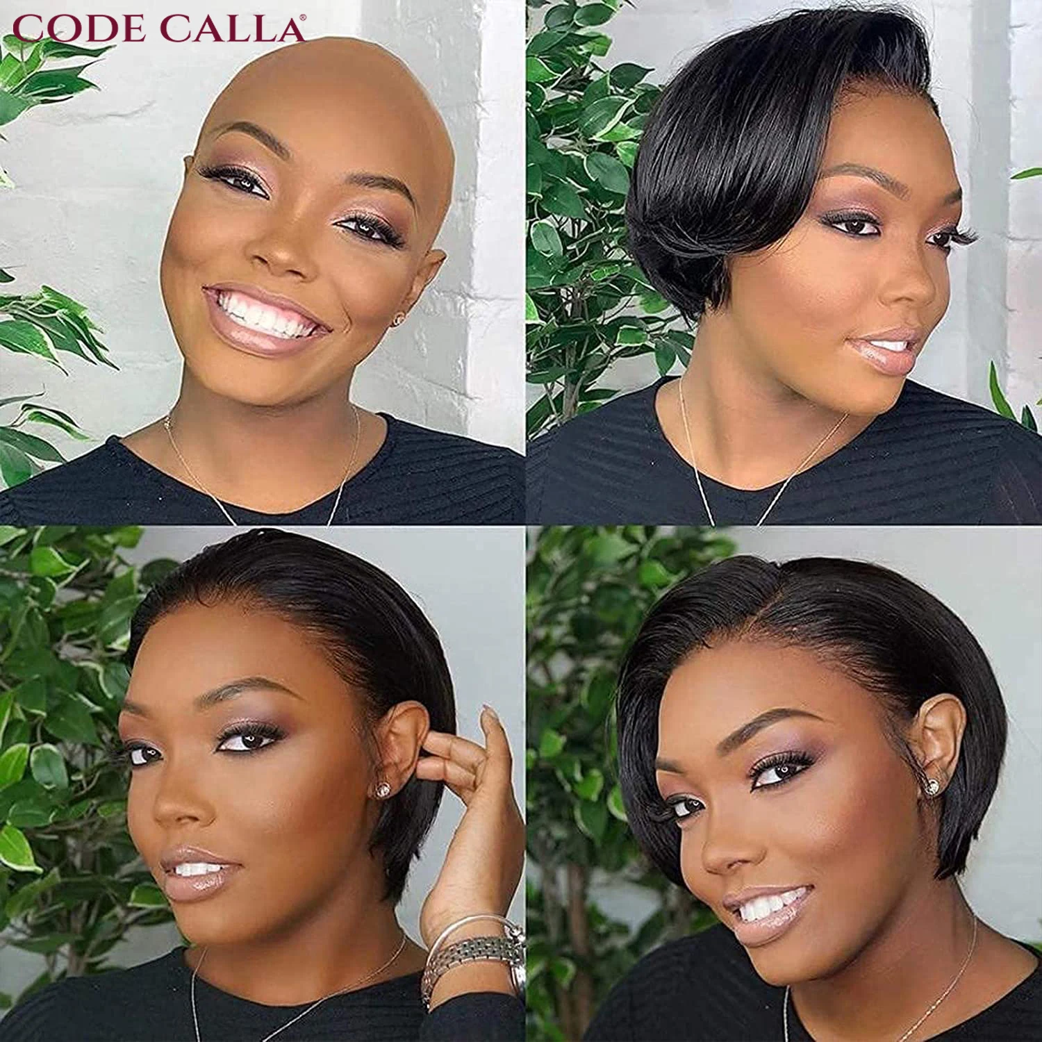 Code Calla Short Pixie Cut Straight Hair Wig Peruvian Human Hair Wigs For Black Women Human Hair Machine Made Wig