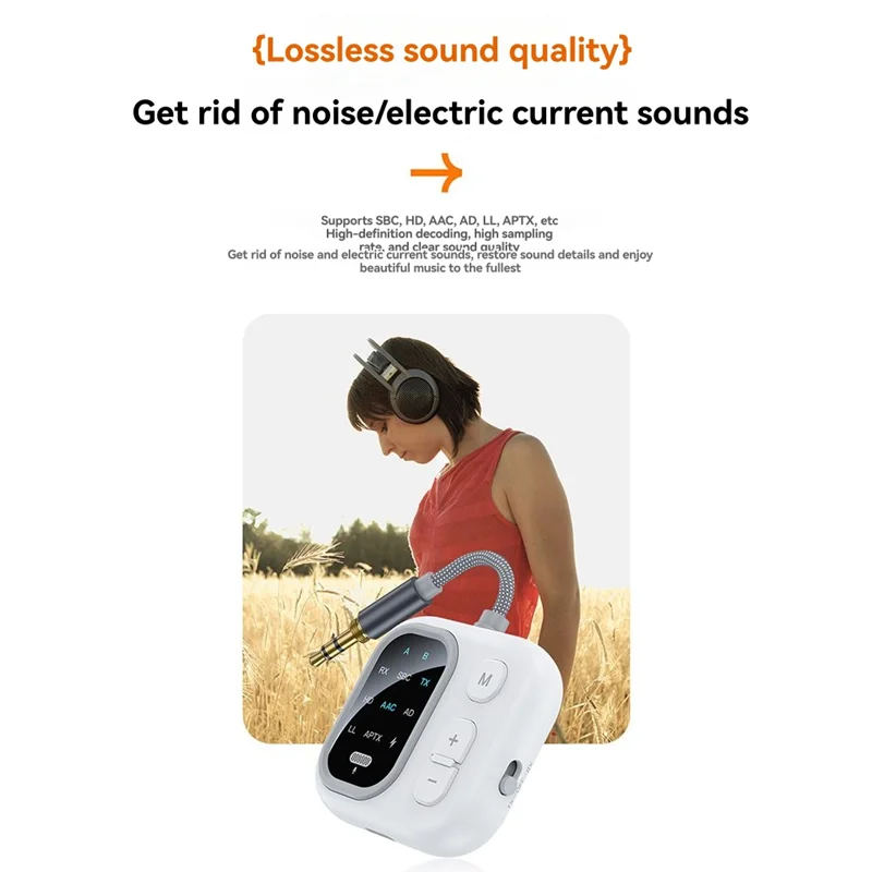 JABS-Wireless Audio Adapter 2 In 1 Bluetooth Transmitter Receiver Lossless HD Sound AUX Playback RX/TX For Car/Home/Airplane