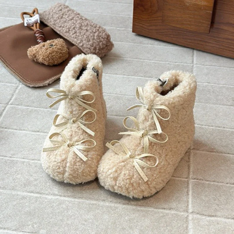 

Children Cotton Short Boots for Girls 2025 Winter New Fashion Korean Style Soft Sole Anti-slippery Versatile Princess Warm Shoes