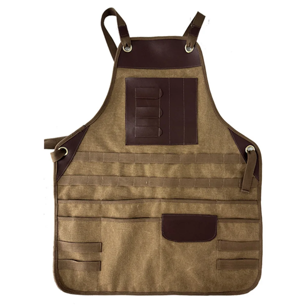 Thick Canvas Welding Apron With Multi Pockets Adjustable For Cross Back Straps For Metalworking Woodworking For Blacksmith