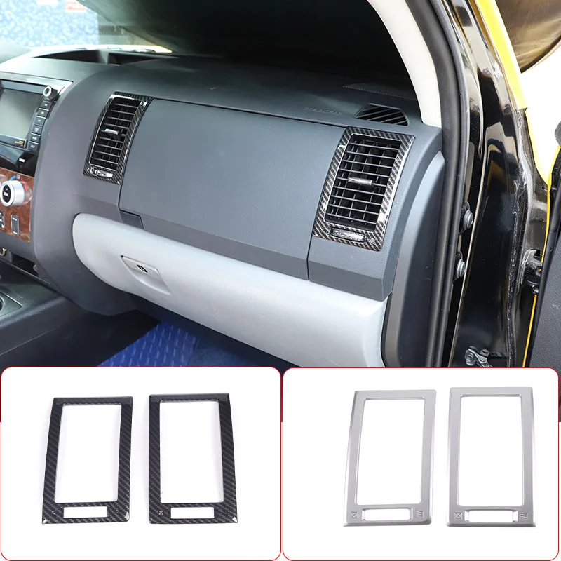 

For Toyota Tundra 2004-2013 ABS Silver Car Dashboard Co-pilot Air Conditioner Air Vent Decorative Frame Sticker Car Accessories