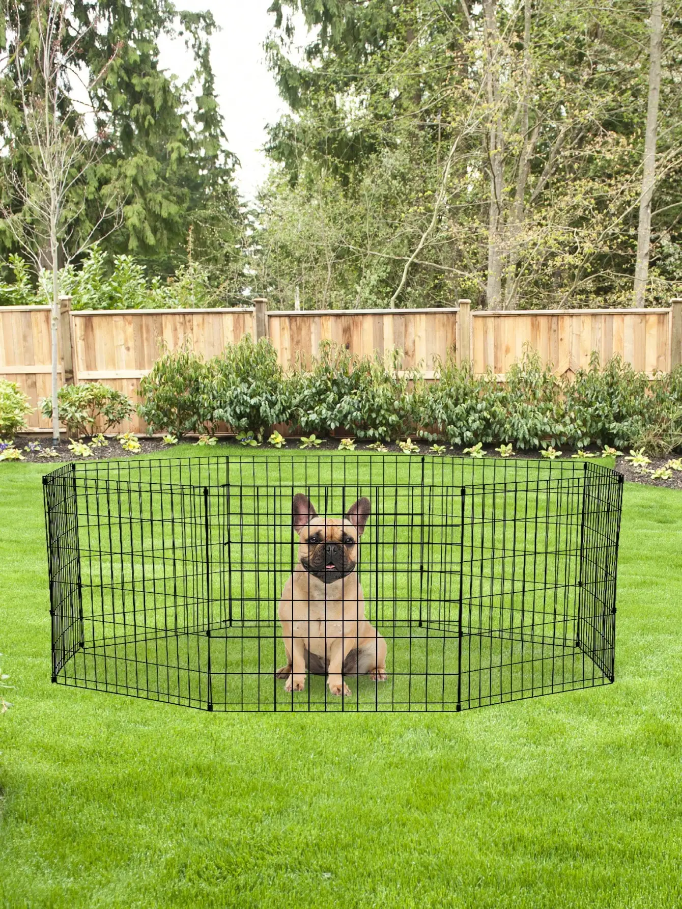 

24" Black 8 Panel Dog Playpen Portable Folding Metal Puppy Exercise Fence Indoor Outdoor