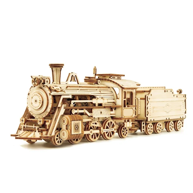Lokomotywa 3D samochód drewniane puzzle model w skali, zestaw modeli DIY, prezent rzemieślniczy, dekoracja wnętrz, zestaw modeli mechanicznych, zabawki do budowania