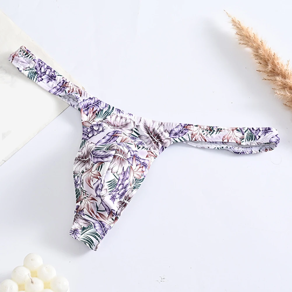 1pc Men G-Strings Sexy Low Waist Underpants U Shape Pouch Breathable Underwear Penises Bag Thong Printing Thin Thongs