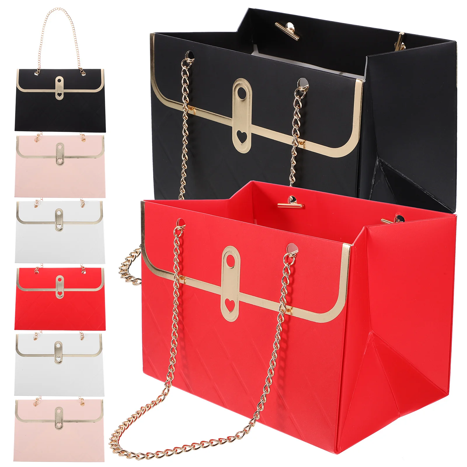 กระเป๋าใส่กระดาษของขวัญแบบพกพา8ชิ้นสำหรับปาร์ตี้ของขวัญภาชนะห่อดอกไม้