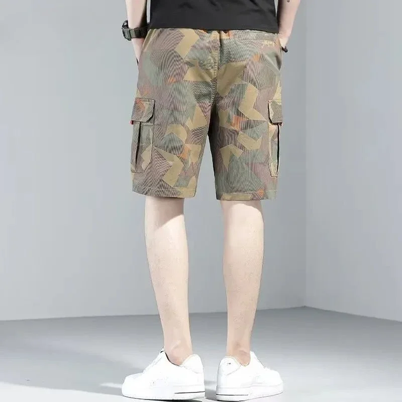 Krótkie Spodnie Dla Mężczyzn Oversize Baggy Duży Rozmiar Męskie Spodenki Cargo Kamuflaż Szeroki Camo Luźny Vintage 2024 Fashion Homme Designer Y2k