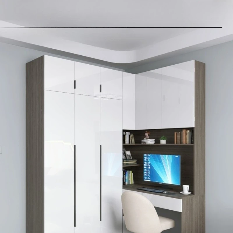 

Corner Wardrobe Desk Integrated Household Children's Study Table with Corner Bookcase Bookshelf Student Computer