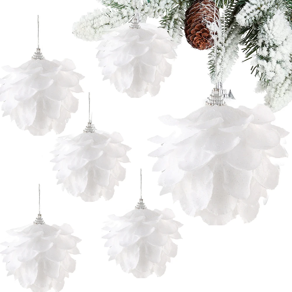 

8cm White Christmas Ball Christmas Tree Hanging Ornament Flower Foam Snow Ball Xmas Decoration for Home 2023 New Year Natal 2022