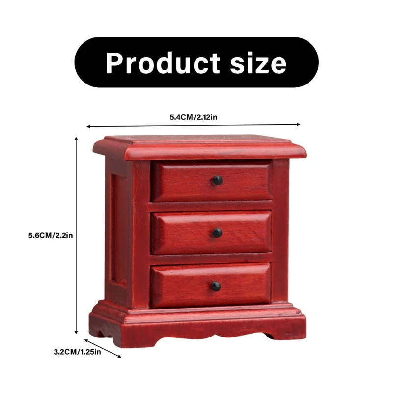 Gabinete miniatura com 3 gavetas funcionais Modelo Feliz para coletores casas bonecas e entusiastas do