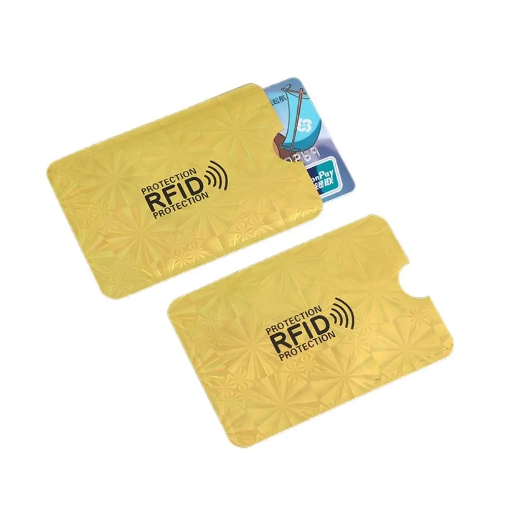 10 ชิ้น NFC Blocking Anti RFID ผู้ถือบัตรอลูมิเนียมฟอยล์ Reader ล็อค NFC Blocking Case Anti Theft Gold ID Card กล่องกลางแจ้ง