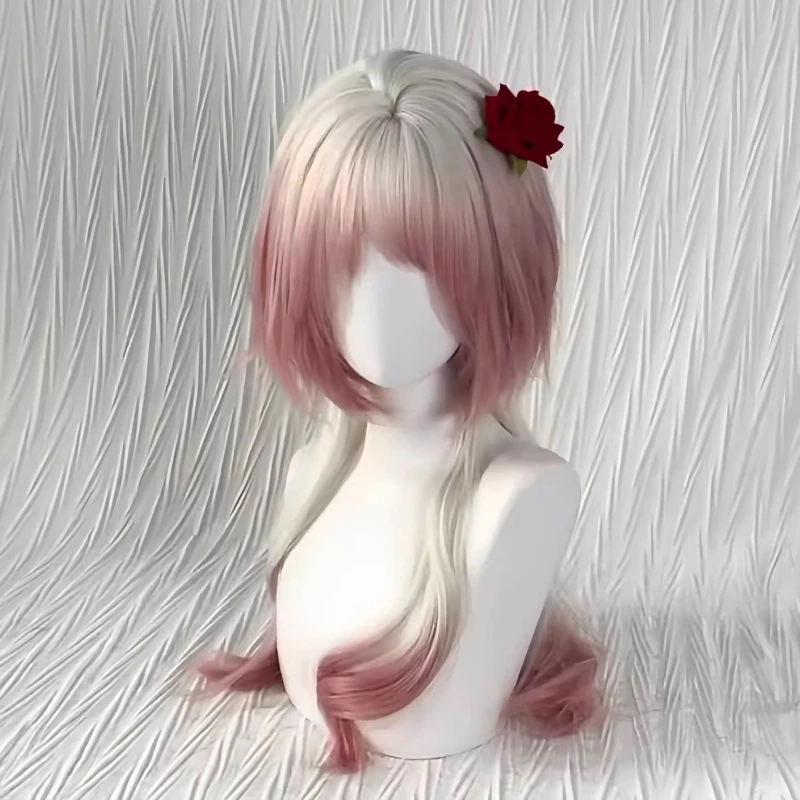 

Strawberry Cupcake Women's Wig Pink Gradient White Cute Jellyfish Hairstyle Sweet Cosplay Natural Realistic Full Head Cover