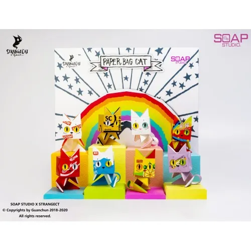 

SOAP STUDIO ZS006 Weird Cat Series Paper Bag Cat Blind Box Desktop Ornament