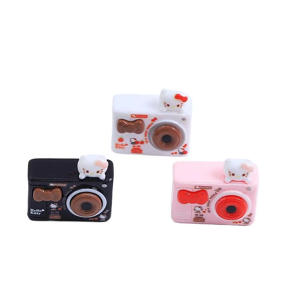 2 ชิ้น 3d Hello Kitty Series สีดํากล้อง DIY เรซิ่นอุปกรณ์เสริมเครื่องประดับ Hairpin โทรศัพท์มือถือกรณี Charm พวงกุญแจจี้วัสดุ