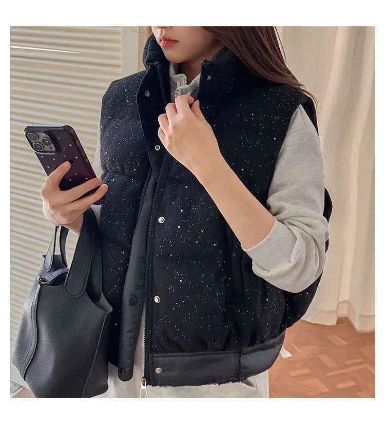 

Темпераментный хлопковый жилет, женский повседневный модный короткий жилет с лацканами, зимняя новая куртка без рукавов