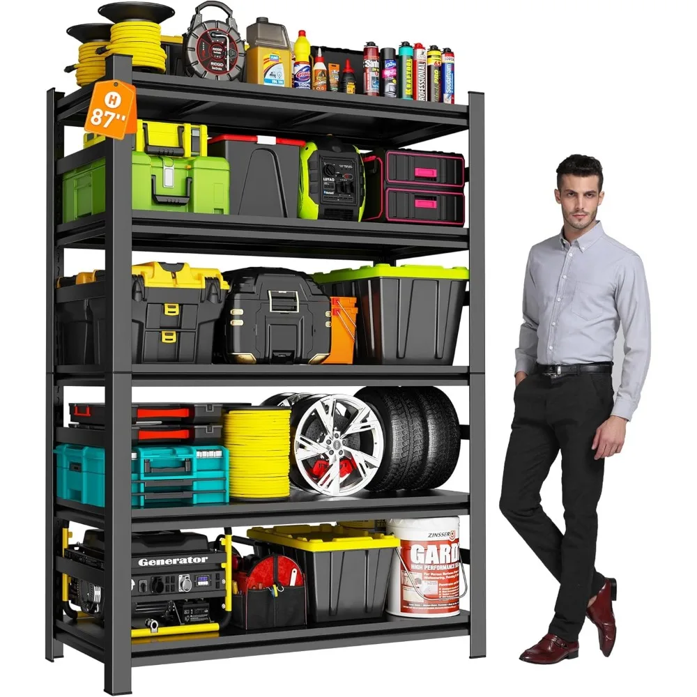 

87''H Metal Garage Shelving Storage Shelves Heavy Duty Commercial Shelving Basement Storage Industrial Steel Shelves Adjustable