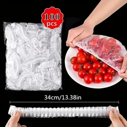 100pcs Disposable Food Cover Plastic Wrap Elastic Food Lids For Fruit Bowls Cups Caps Storage Kitchen Fresh Keeping Saver Bag