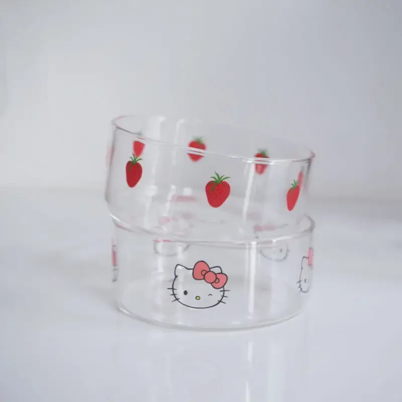 

Hello Kitty Anime Kawaii MINISO Ins Glass Bowl Cute Cartoon Breakfast Dessert Bowl Snack Plate Tableware Lovely Gifts for Kids