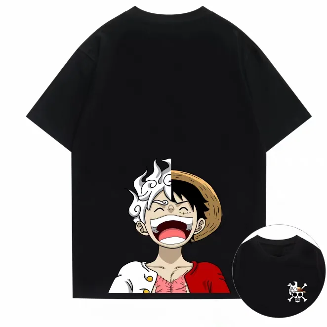 

Футболка с принтом One Piece Luffy Split Gear 5 в стиле ретро, хлопковая, дышащая, для взрослых и детей, для фанатов аниме, с коротким рукавом, Y2K, лето 2026