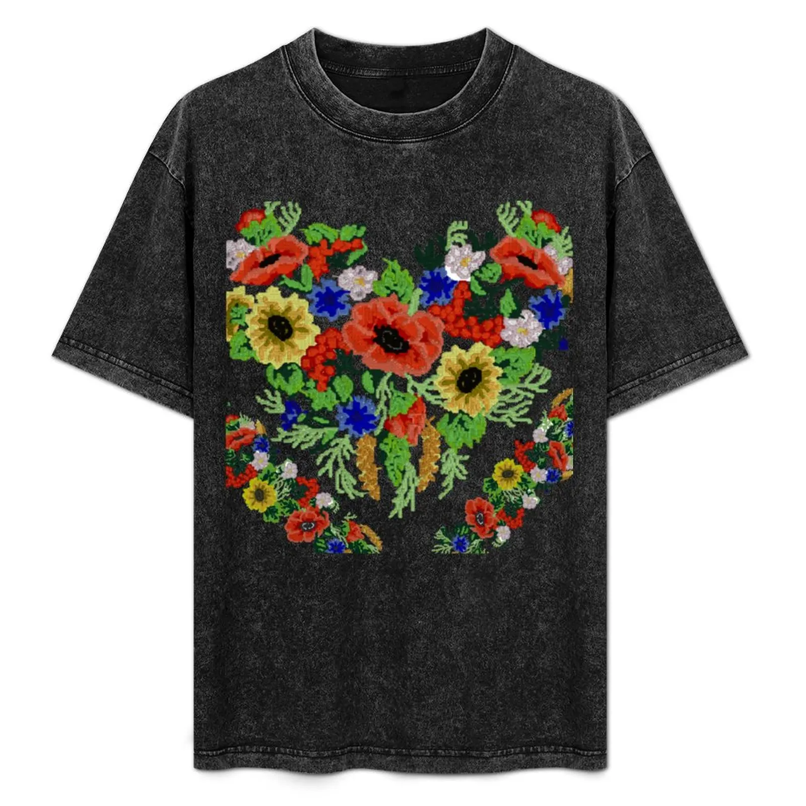 

Eastern Europe Pattern, Traditional Folk, Folklor T-Shirt Big Size Crew Neck T-Shirt