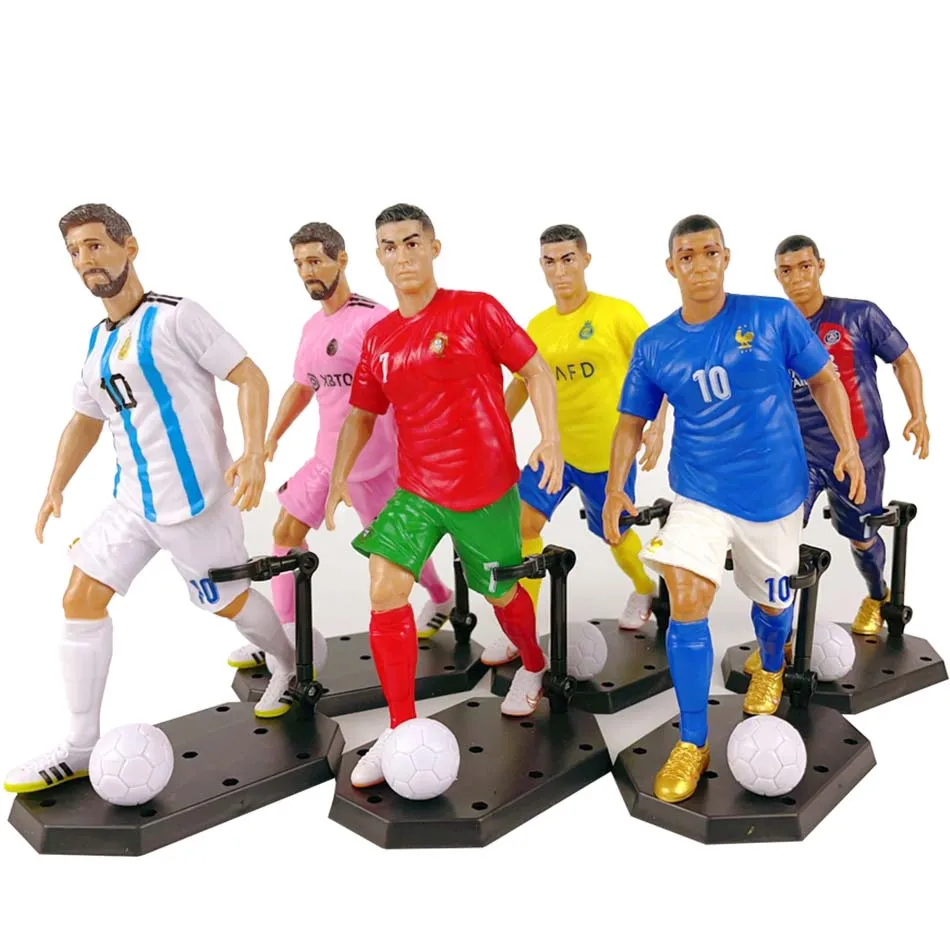 6pcs New Football Star FIFA C.Ronaldo Messi Mbappe Model Dolls Cartoon Cute Action Figure Car Accessories Football Fans Gifts