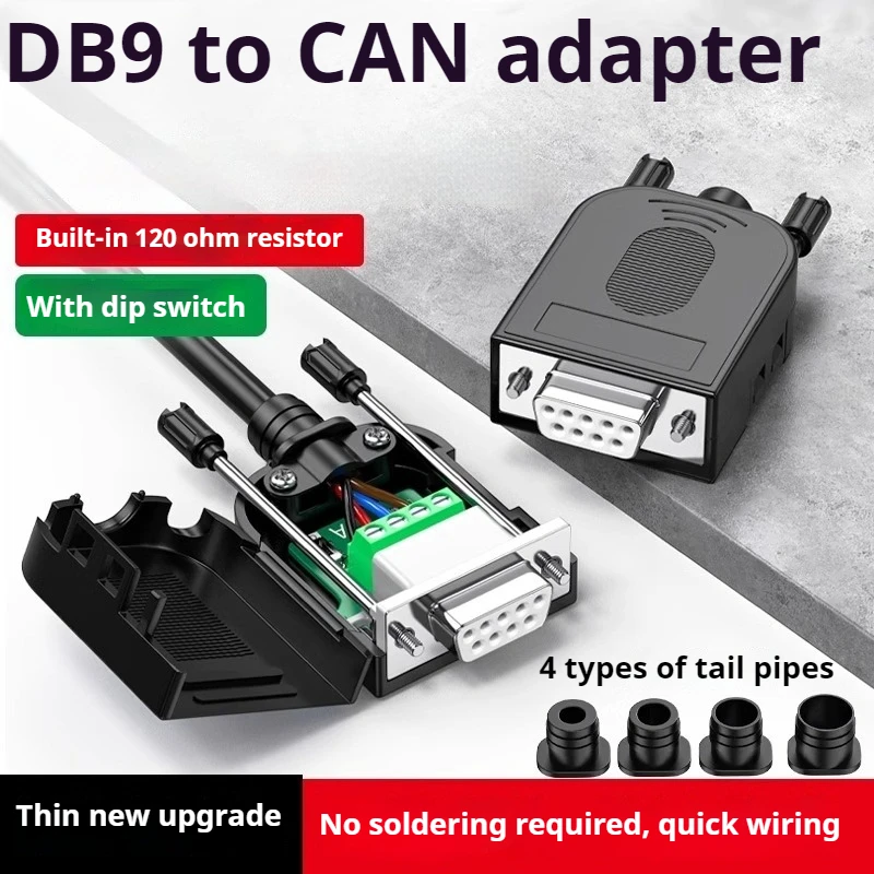 DB9 Female to CAN BUS Adapter, Solderless 120-Ohm Bus with Dip Switch