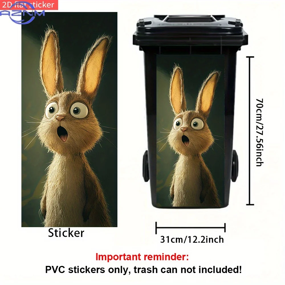 1pc, Funny Rabbit Theme Trash Can Sticker, 2D Flat Holiday Party Decoration, Self-Adhesive PVC Decal, Waterproof for Outdoor U