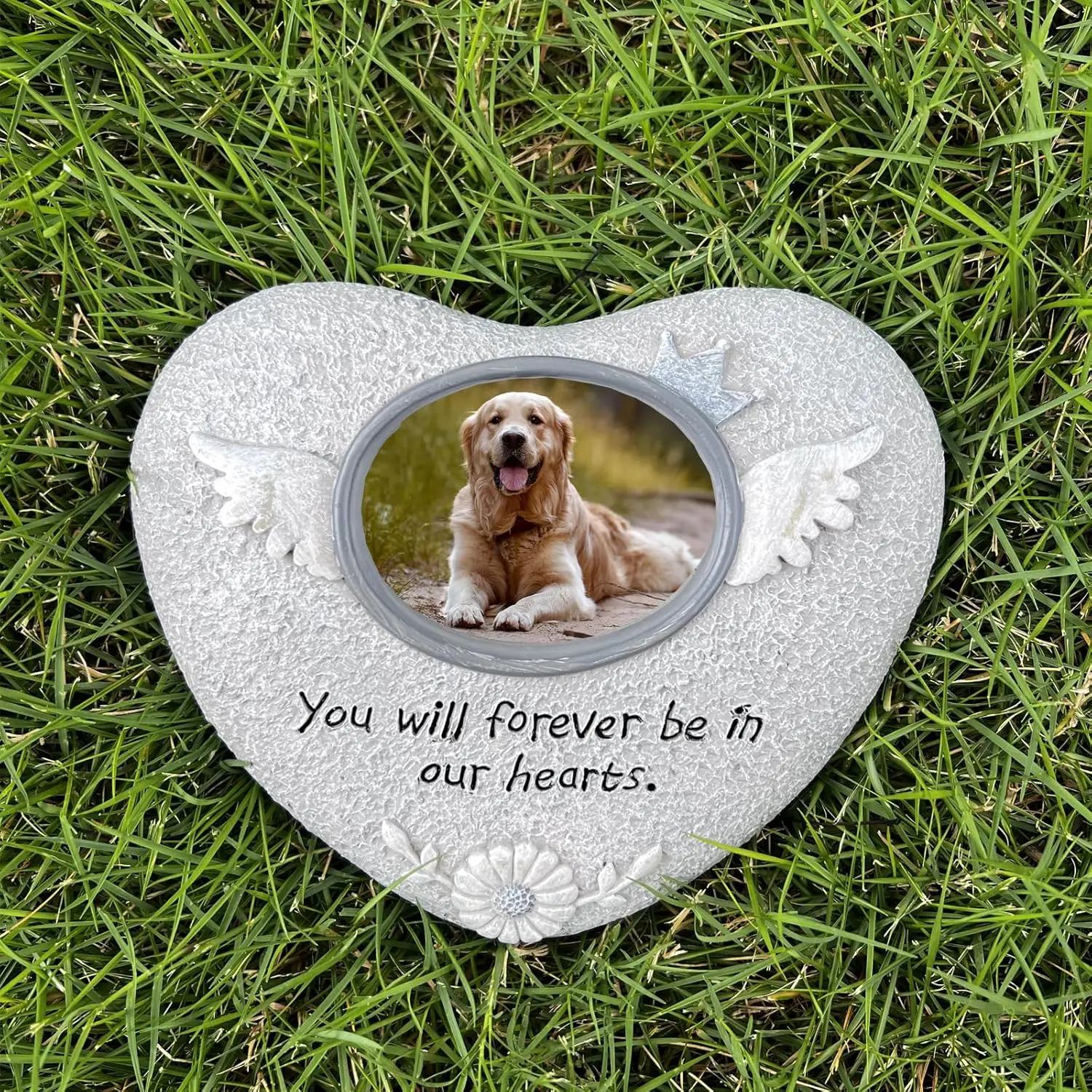 Pet Dog Memorial Stones with Photo Frame, Pet Dog HeadStones Grave Markers, Loss of Pet Dog Sympathy Gifts Memorial Gifts