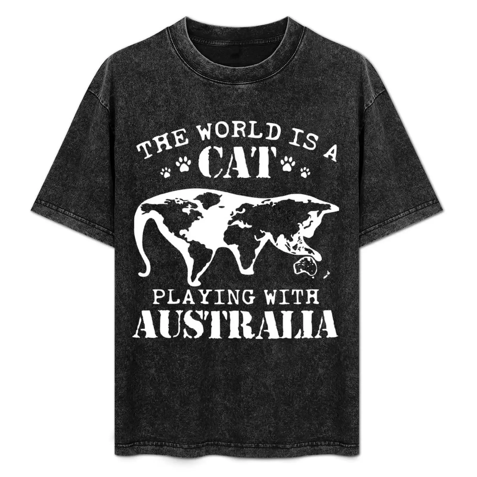 

The World Is A Cat Playing With Australia T-Shirt t shirts for man cotton t shirts for man cotton funny T-Shirt
