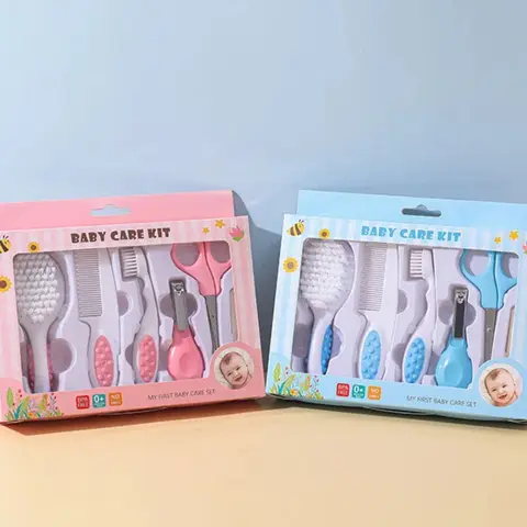 베이비 케어 선물 상자 세트, 어린이 안전 손톱깎이, 아기 목욕 부드러운 헤어 빗 브러시 케어, 안전하고 무독성 8 피스 세트