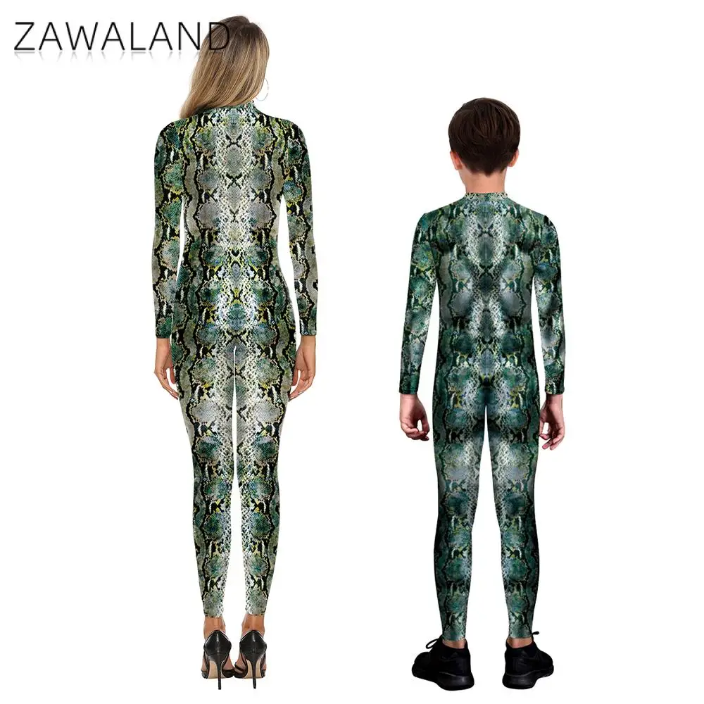 ZAWALAND Halloween Matching Outfit Purim Carnival Party Spandex Cosplay Costumes Long Sleeve Zentai Sexy Catsuit Bodysuit