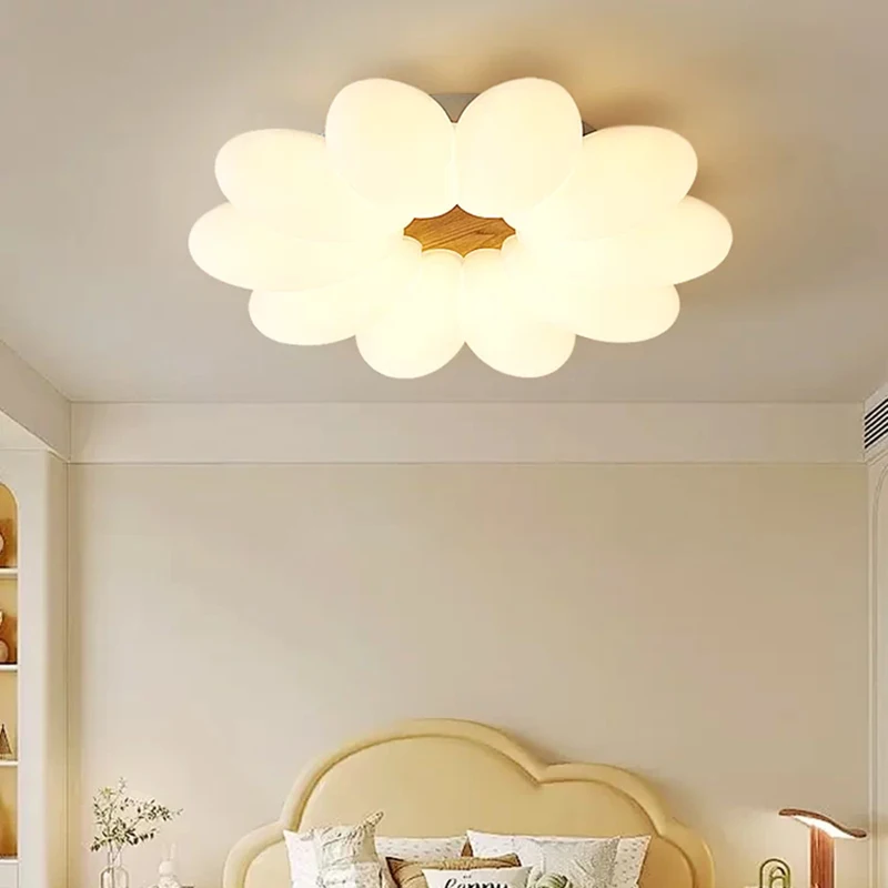 Cream Style Petal Bedroom Ceiling Lights LED Children's Room Light Modern Warm Nursery Baby Room Boy Girl Bedroom Ceiling Lamps
