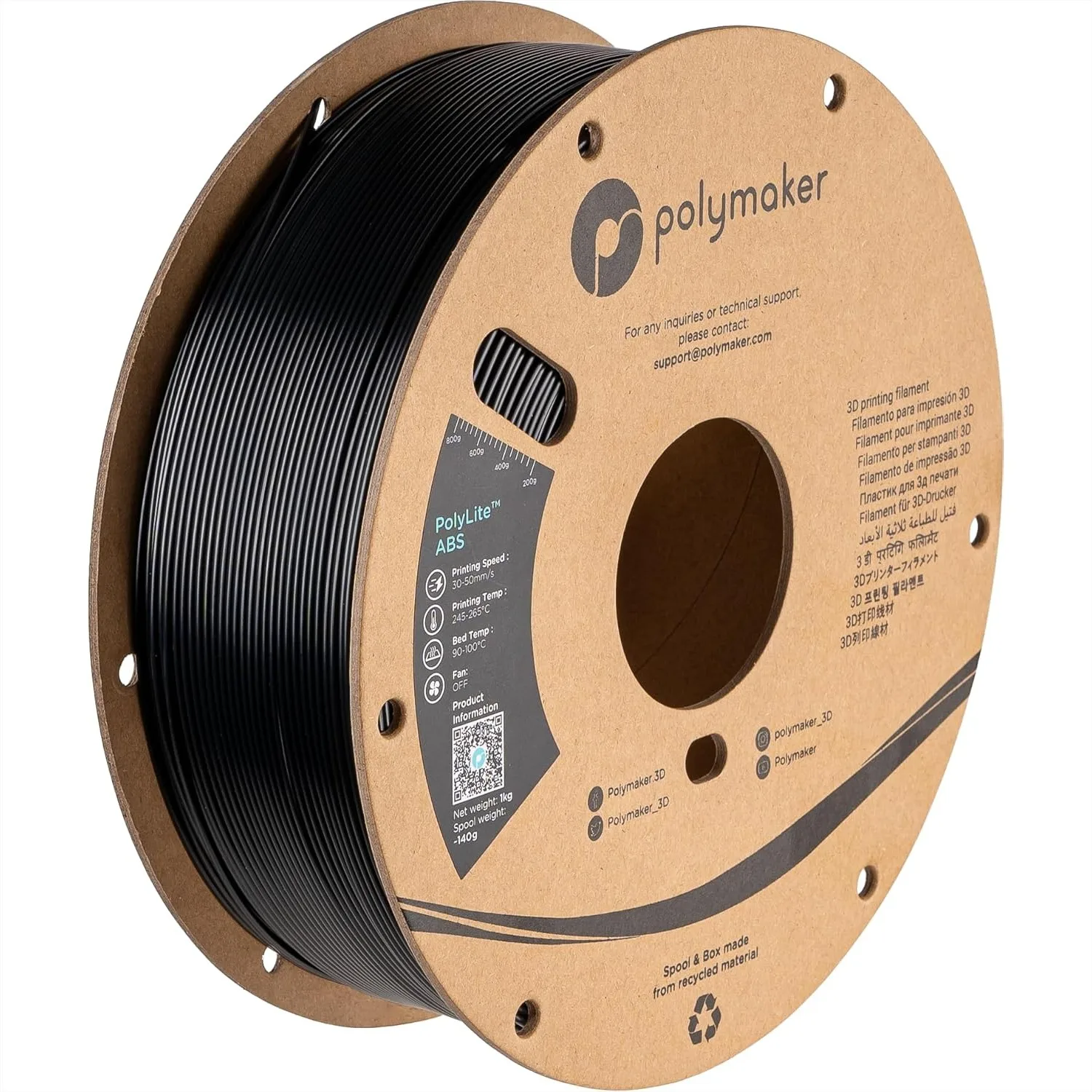 

ABS Filament 1.75mm Black 3D Printer Filament Heat Resistant 1kg Strong Durable Dimensional Accuracy +/- 0.03mm