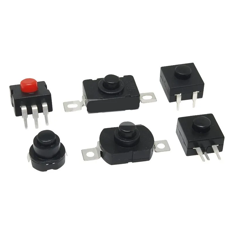 10PCS KAN-28 Strong Light Flashlight Switch Button Self-Locking Patch In-line Small Power Supply Miniature 6A Press Type