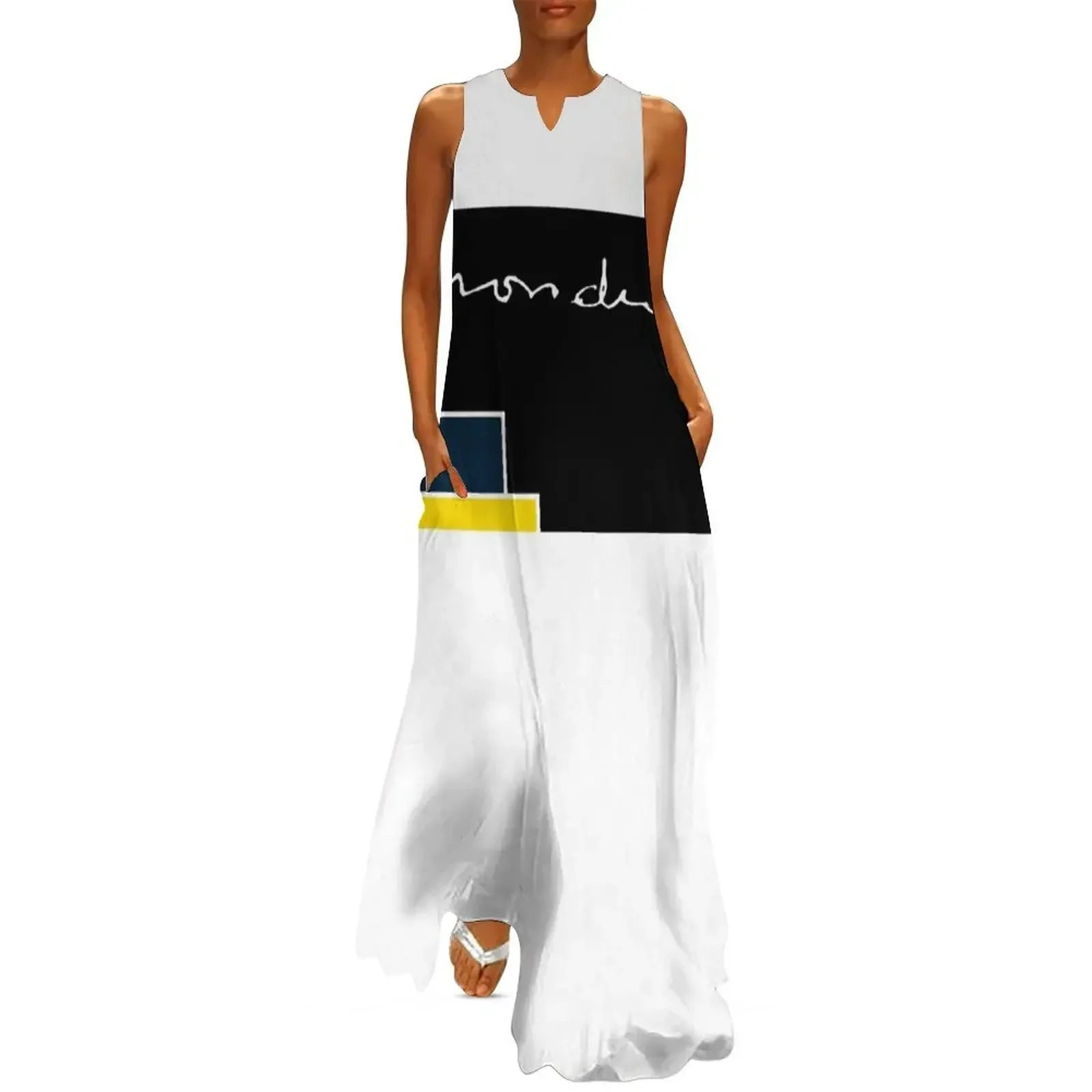 

Art Mondrian Painter Painting Signature Design Black on White - Long Dress Women's summer dress Dress