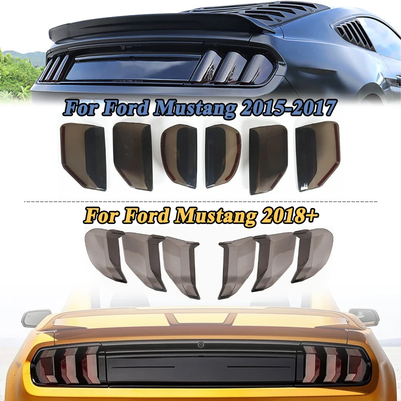 

6Pcs Smoked Car Tail Light Cover For Ford Mustang 2015-2017 2018+ Rear Lamp Shell Eyebrow Case Taillight Sticker Cover Housing