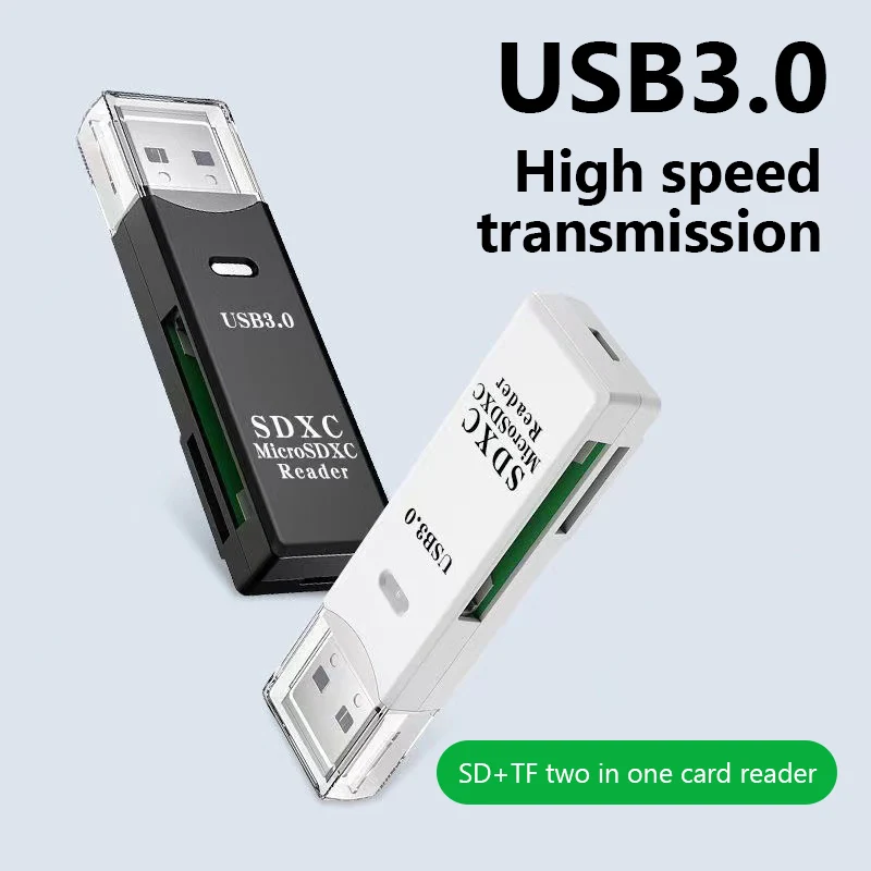 

2-в-1 USB 3.0 устройство чтения карт Plug-and-Play для камеры Micro SD TF/SD двухслотовый высокоскоростной кард-ридер аксессуары для ПК и ноутбуков