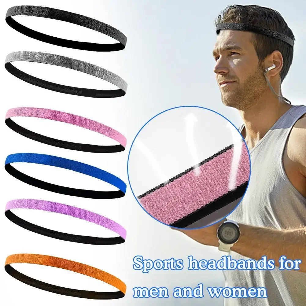 Unisex Sports Hairband Non-Slip Silicone Strip Sweat Guide Elastic Headbands Sweatband Yoga Running Fitness Hair Accessories