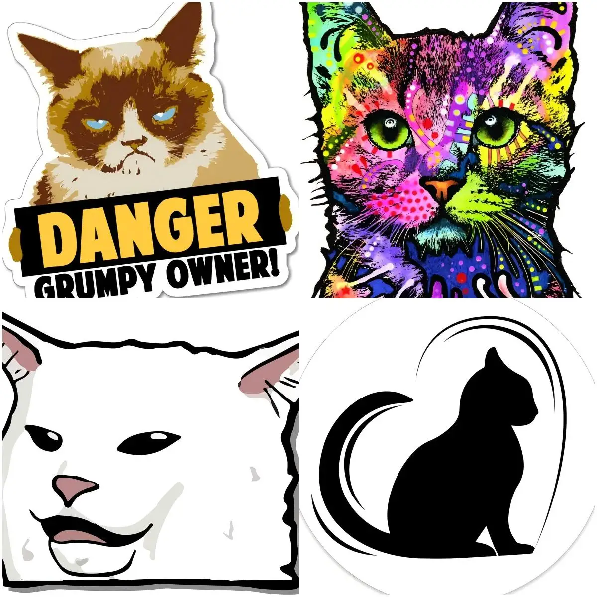 

Danger Grumpy Owner Sticker Cat Decal Funny Vinyl Bumper Waterproof Car Coffee Auto Exterior Accessories