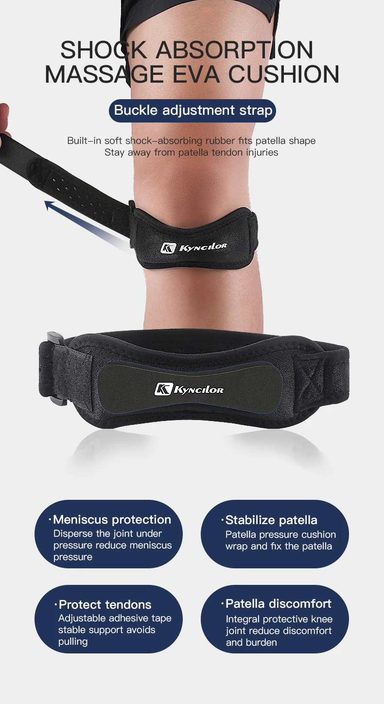 Patella-Kniescheibenband Verstellbarer Silikagel-Kniebandage-Schutz Knieschoner für Laufen, Sport, Radfahren, Fitness – Detail 3
